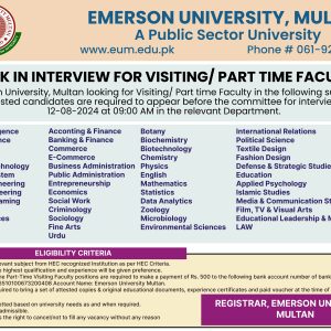 Walk in Interview for Visiting/ Part Time Faculty