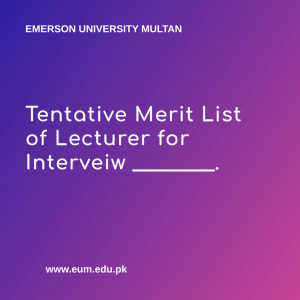 Tentative Merit List of Lecturer (Artificial Intelligence)