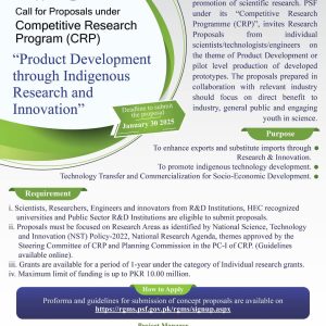 Call for Proposal under Competitive Research Program (CRP)