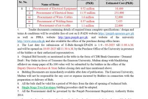 Tender Notice for Procurement of Electrical Equipment, Electrical Items and Welding Items_page-0001