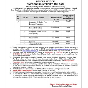 Tender Notice [Tender # EUM/DDP&S/2024-25/18]