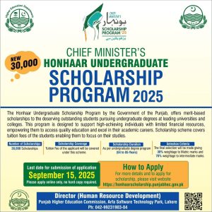 Chief Minister’s Honhaar Undergraduate Scholarship Program 2025