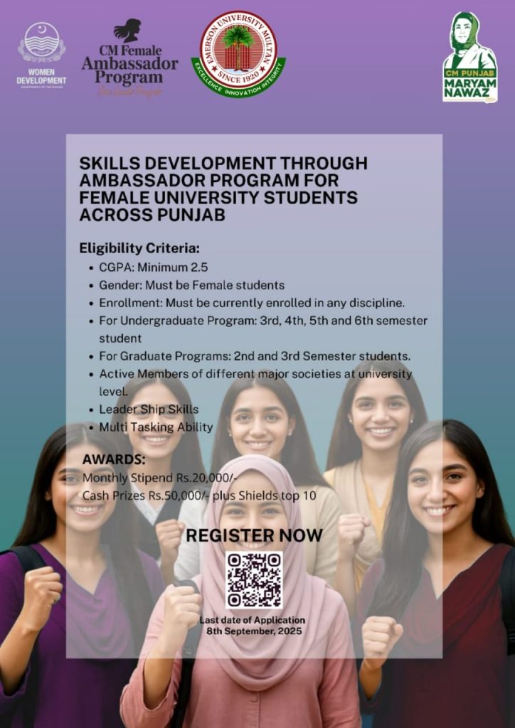 Skill Development through Ambassador for Female University Students Across Punjab