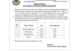 Corrigendum ad. teaching & non-teaching