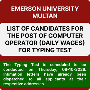 List of Candidates for the post of Computer Operator (Daily Wages) for Typing Test
